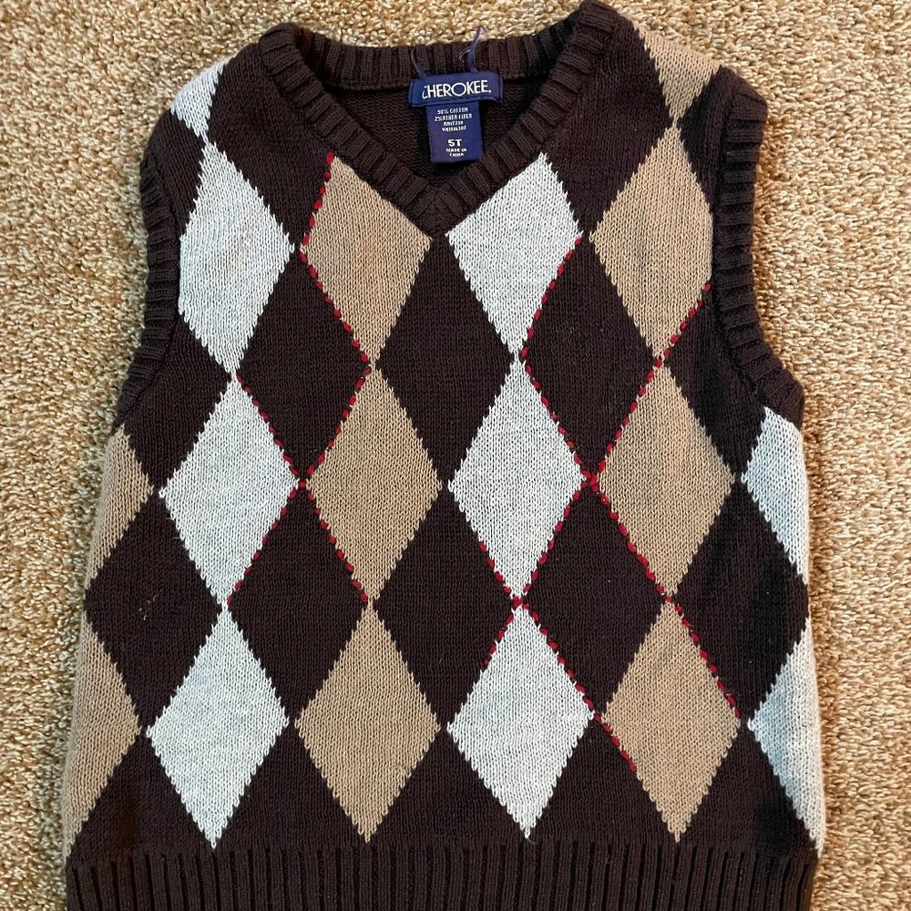 Cherokee brown Argyle vest 5T